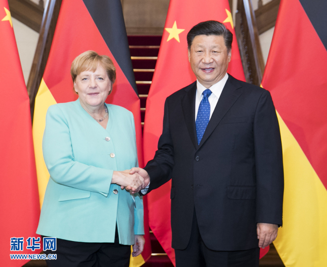 Chinese President Xi Jinping meets with German Chancellor Angela Merkel in Beijing on Friday, September 6, 2019. [Photo: Xinhua]