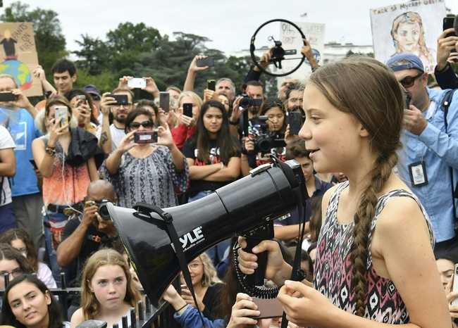 Swedish environment activist Greta Thunberg speaks at a climate protest outside the White House in Washington, DC on September 13, 2019. [Photo: AFP/Alastair Pike]