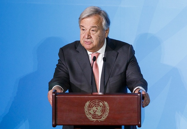 United Nations Secretary-General Antonio Guterres speaks at the start of the 2019 Climate Action Summit which is being held ahead of the General Debate of the General Assembly of the United Nations at United Nations Headquarters in New York, New York, USA, September 23, 2019. [Photo: IC]