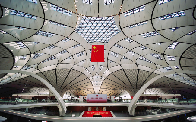 Interior view of the Beijing Daxing International Airport. The new airport is officially open after four years of construction in Beijing on September 25, 2019. [Photo: VCG]
