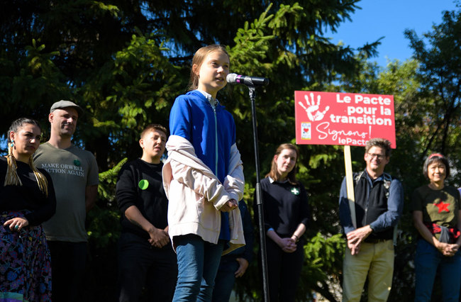 Swedish climate activist Greta Thunberg speaks during a press conference just before the march for climate in Montreal, Canada, on September 27 2019. [Photo: AFP]