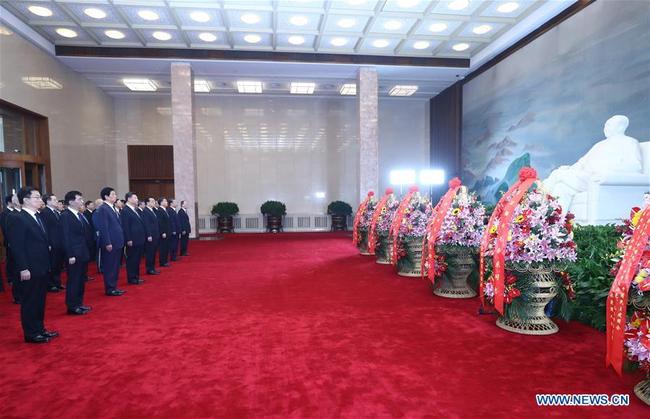 Xi Jinping and other leaders of the Communist Party of China (CPC) and the state, including Li Keqiang, Li Zhanshu, Wang Yang, Wang Huning, Zhao Leji, Han Zheng and Wang Qishan, visit the Chairman Mao Memorial Hall before attending a ceremony held to pay tribute to deceased national heroes on the Martyrs' Day at the Tian'anmen Square in Beijing, capital of China, September 30, 2019. [Photo: Xinhua/Ju Peng]