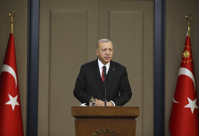Turkey's President Recep Tayyip Erdogan, talks during a news conference in Ankara, Turkey, October 7, 2019. [Photo: IC]