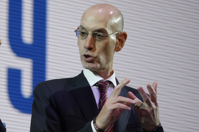 NBA Commissioner Adam Silver speaks during a welcome reception for the NBA Japan Games 2019 between the Toronto Raptors and the Houston Rockets in Tokyo, Japan, Monday, Oct. 7, 2019. [Photo: AP]