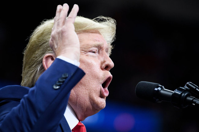 US President Donald Trump speaks during a "Keep America Great" rally at the Target Center in Minneapolis, Minnesota on October 10, 2019. [Photo: AFP]
