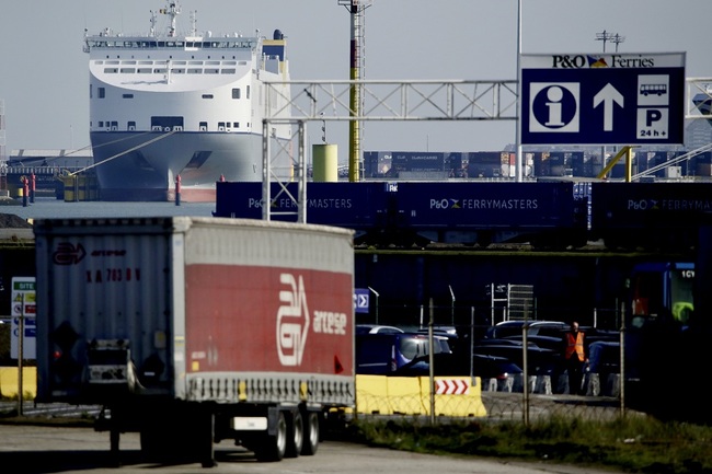 A truck trailer is parked in a lot at the Port of Zeebrugge, in Zeebrugge, Belgium, Thursday, Oct. 24, 2019. [Photo: IC/AP/Olivier Matthys]