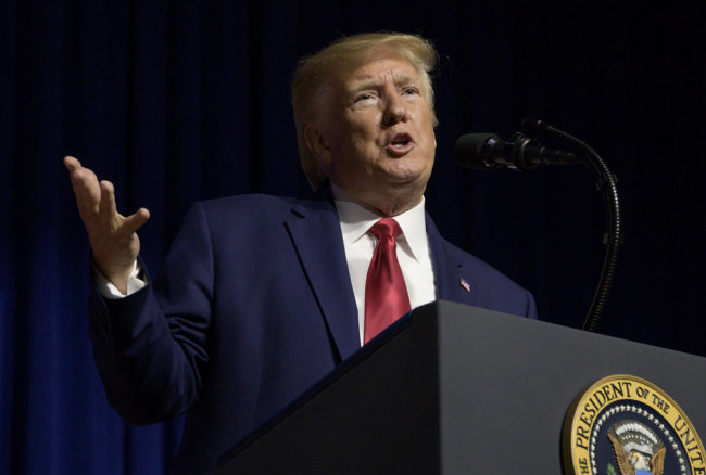US President Donald Trump delivers remarks at the 2019 Second Step Presidential Justice Forum in Columbia, South Carolina on October 25, 2019. [File photo: AFP/Jim Watson]