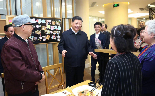 Chinese President Xi Jinping visits a community center in Changning District of Shanghai on November 2, 2019. [Photo: CCTV]