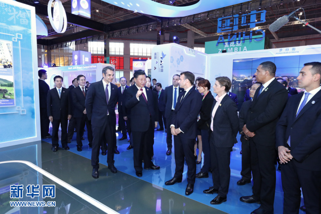 Chinese President Xi Jinping, together with foreign leaders who are attending the second China International Import Expo, tour the exhibitions after an opening ceremony on Tuesday, November 05, 2019 in Shanghai. [Photo: Xinhua]