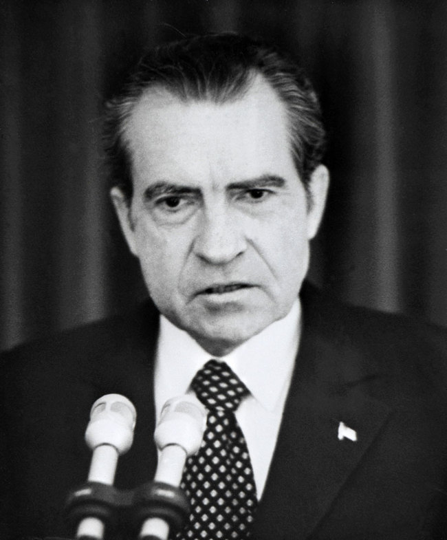 File photo dated April 30, 1973 of US President Richard Nixon taking full responsibility for the Watergate scandal during a speech broadcast to the American people. [File photo: AFP]