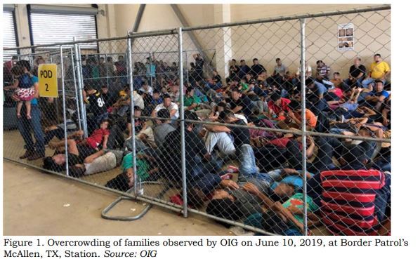 This image released in a report on July 02, 2019 by the US Department of Homeland Security (DHS) Inspector General Office (OIG) shows migrant families overcrowding a Border Patrol facility on June 10, 2019 in McAllen, texas.[Photo: AFP/DHS INSPECTOR GENERAL OFFICE]