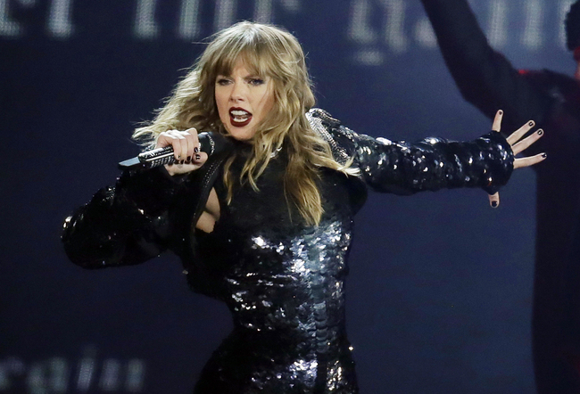 This May 8, 2018 file photo shows Taylor Swift performing during her "Reputation Stadium Tour" opener in Glendale, Ariz. [Photo: AP]