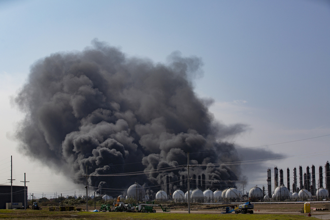 Smoke rises from an explosion at the TPC Group Port Neches Operations plant on Wednesday, Nov. 27, 2019, in Port Neches, Texas. [Photo: AP]