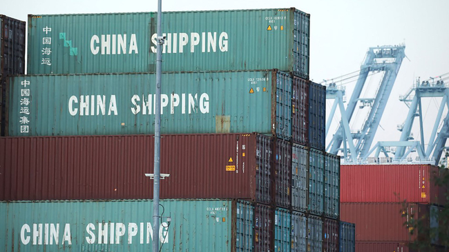 In this file photo taken on November 7, 2019, shipping containers are stacked at the Port of Los Angeles, the nation's busiest container port, in San Pedro, California. [Photo: AFP]