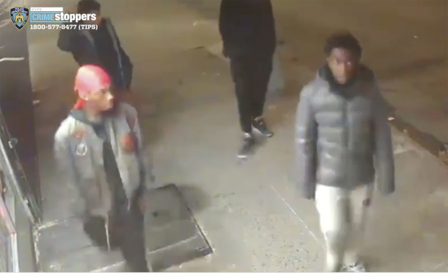 This still image taken from surveillance video provided by NYPD shows suspects in connection to a mugging of a 60-year-old man on Tuesday, Dec. 24, 2019 in the the Morrisania neighborhood of the Bronx in New York. [Photo: AP/NYPD]