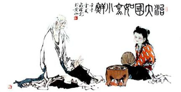 Un discípulo prepara comida medicional bajo las instrucciones de Yi Yin.