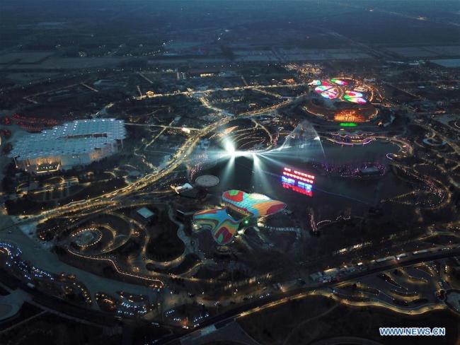 En photos : le site de l'Exposition horticole internationale 2019 de Beijing vu de nuit