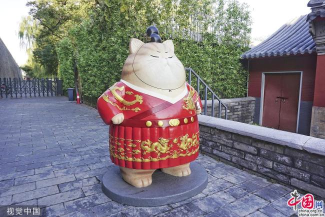 Photo prise le 27 octobre, montrant de grandes statues de chats vivant à la Cité interdite. Il s’agit de nouvelles créations originales portant sur la culture impériale chinoise qui ont attiré de nombreux visiteurs. (Photos: Liu Jing/VCG)