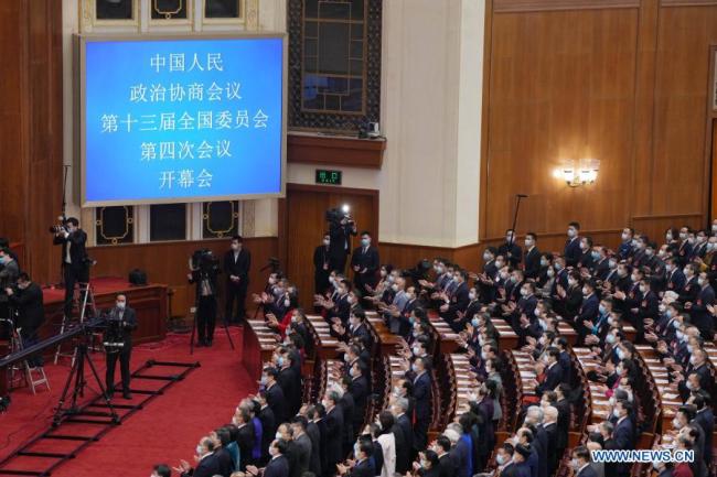 Η τέταρτη σύνοδος της 13ης Εθνικής Επιτροπής της Κινεζικής Λαϊκής Πολιτικής Συμβουλευτικής Διάσκεψης (CPPCC) ξεκινά στη Μεγάλη Αίθουσα του Λαού στο Πεκίνο, πρωτεύουσα της Κίνας, στις 4 Μαρτίου 2021. (φωτογραφία: Xinhua / Xie Huanchi)