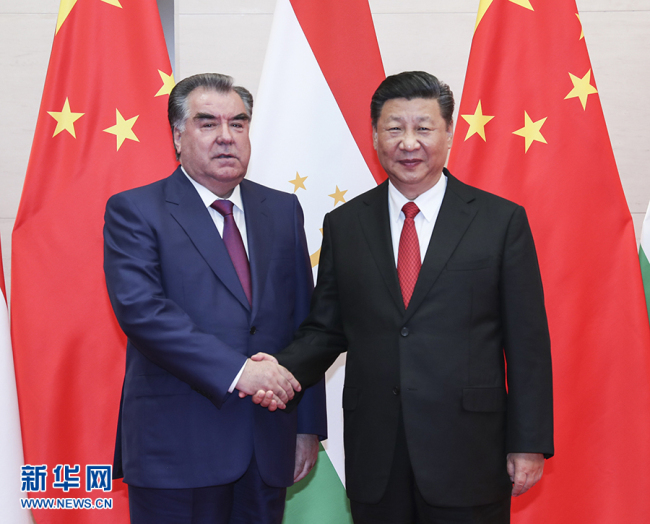  چینی صدر شی جن پھنگ کی تاجکستان کے صدر  سے ملاقات