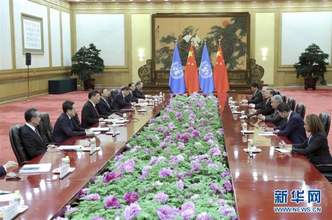 چین کے صدر مملکت شی جن پھنگ کی اقوام متحدہ کے سیکرٹری جنرل سے ملاقات