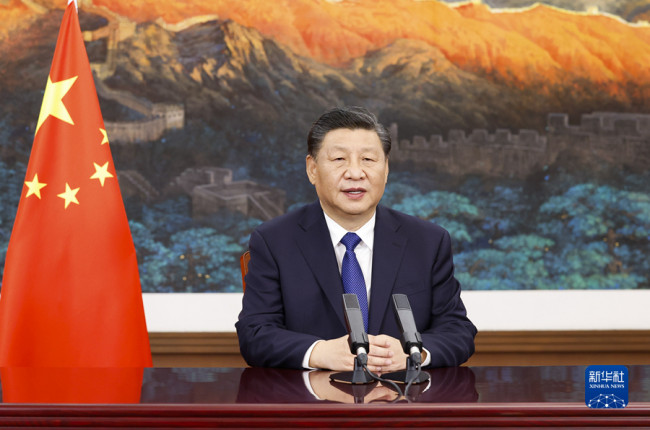 Presidenti kinez Xi Jinping mbajti një videofjalim në ceremoninë e hapjes së Konferencës për Kuptimin e Kinës për vitin 2021(Xinhua)