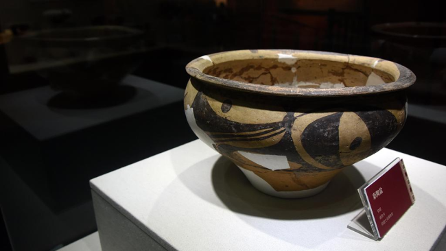 Snímek: Malovaná keramika kultury Yangshao je vystavena v muzeu kultury Yangshao ve vesnici Yangshao v okresu Mianchi, provincie Henan, Čína. /CFP