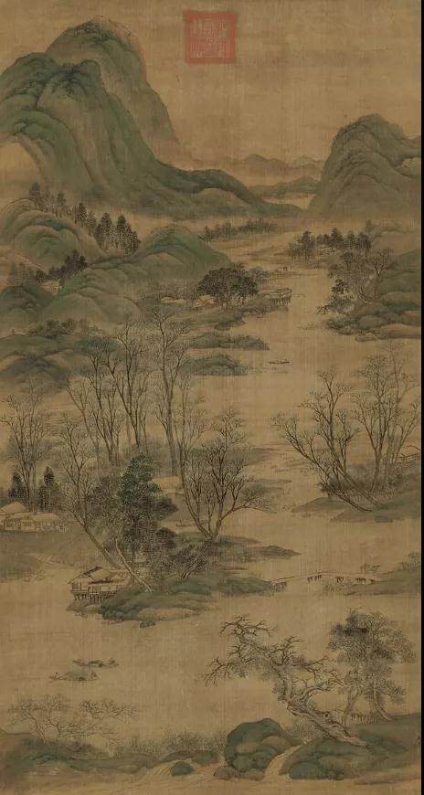 Petraĵo pri Akvovilaĝo. Pentras Zhao Lingyi de la Norda Song-dinastio (960 -1127)