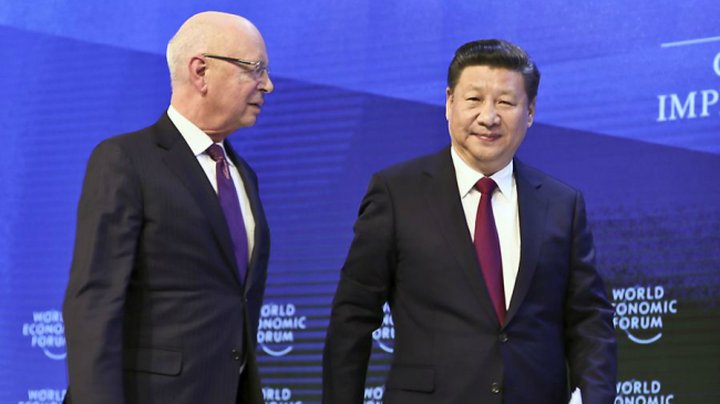 Xi Jinping auf der Eröffnung der Jahrestagung des Weltwirtschaftsforums im schweizerischen Davos am 17. Januar 2017