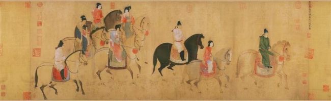 Πίνακας της κυρίας Γκουό-Γκουό σε μια ανοιξιάτικη έξοδο από τον Τζανγκ Σουάν, Δυναστεία Τανγκ (618-907)