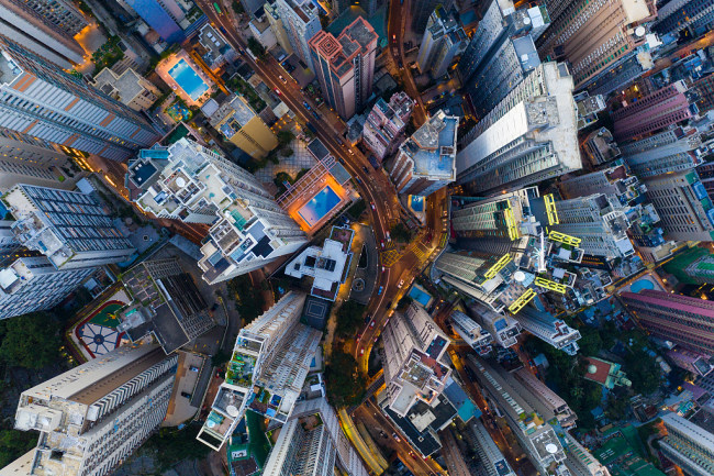 Visoke stambene zgrade u Hongkongu kao koncept gustine naseljenosti