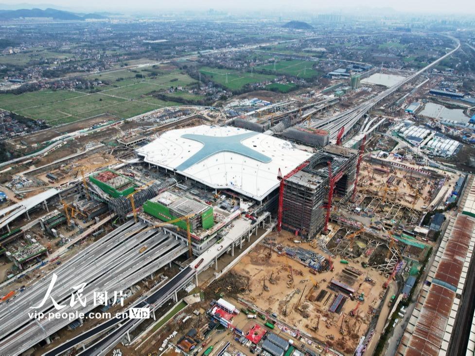 Pembinaan Stesen Kereta Api Hangzhou pada Fasa Pecutan Akhir