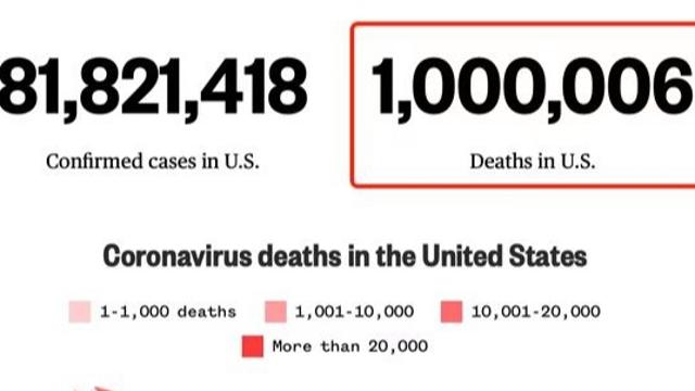 رسانه‌ آمریکایی: میزان کل موارد مرگ و میر ناشی از کرونا در ایالات متحده به بیش از یک میلیون مورد رسیده استا
