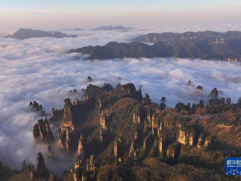 Gunung Tianzi Diselubungi Lautan Awan