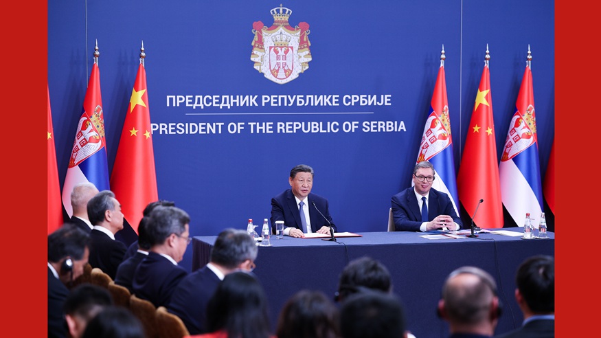 Xi Jinping i prezydent Serbii Aleksandar Vučić spotkali się z dziennikarzami