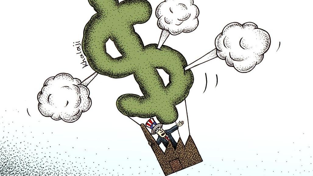 کاریکاتور| «اعتیاد» اقتصاد ایالات متحده به دلار آمریکایی