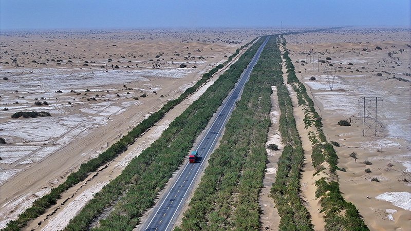 جاده کربن-خنثی در صحرای تاریم