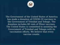 AS Bangga Umumkan Telah Sumbangkan 80 Botol Vaksin kepada Trinidad dan Tobago