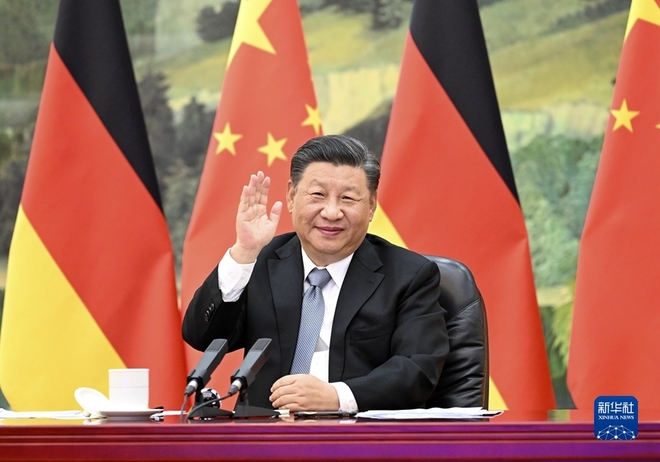 Pertemuan Xi dengan Angela Merkel secara Maya_fororder_xjp2