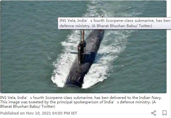 भारतीय नौसेना को मिली स्वदेशी चौथी स्कॉर्पीन श्रेणी की पनडुब्बी_fororder_印度潜艇.JPG